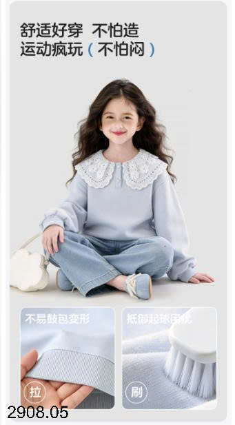 26HA2908.05 - ÁO THU ĐÔNG CỔ SEN BÈO BÉ GÁI SIZE ĐẠI