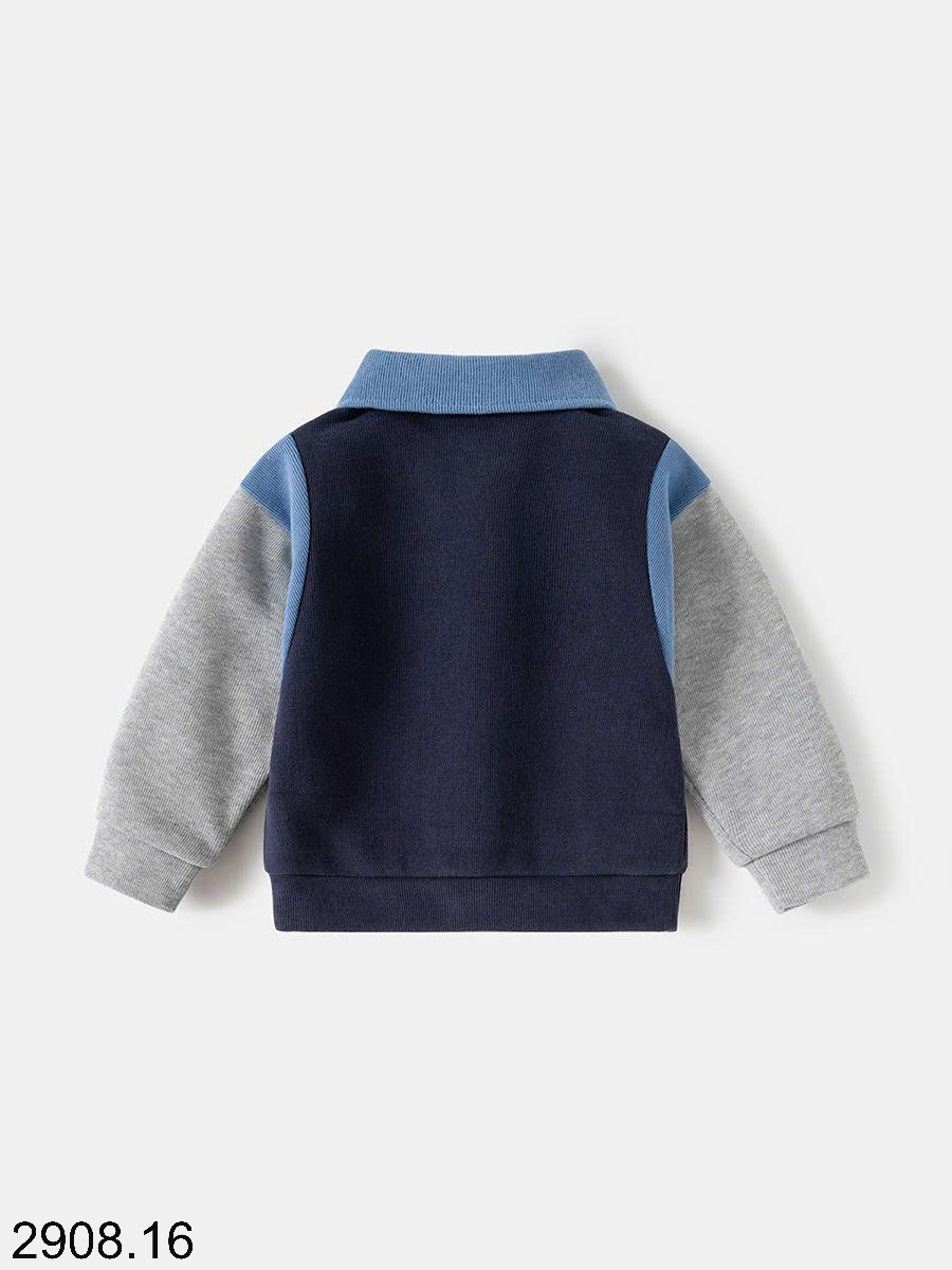 26HA2908.16 - ÁO NỈ THU ĐÔNG WELLKIDS CỔ POLO BÉ TRAI