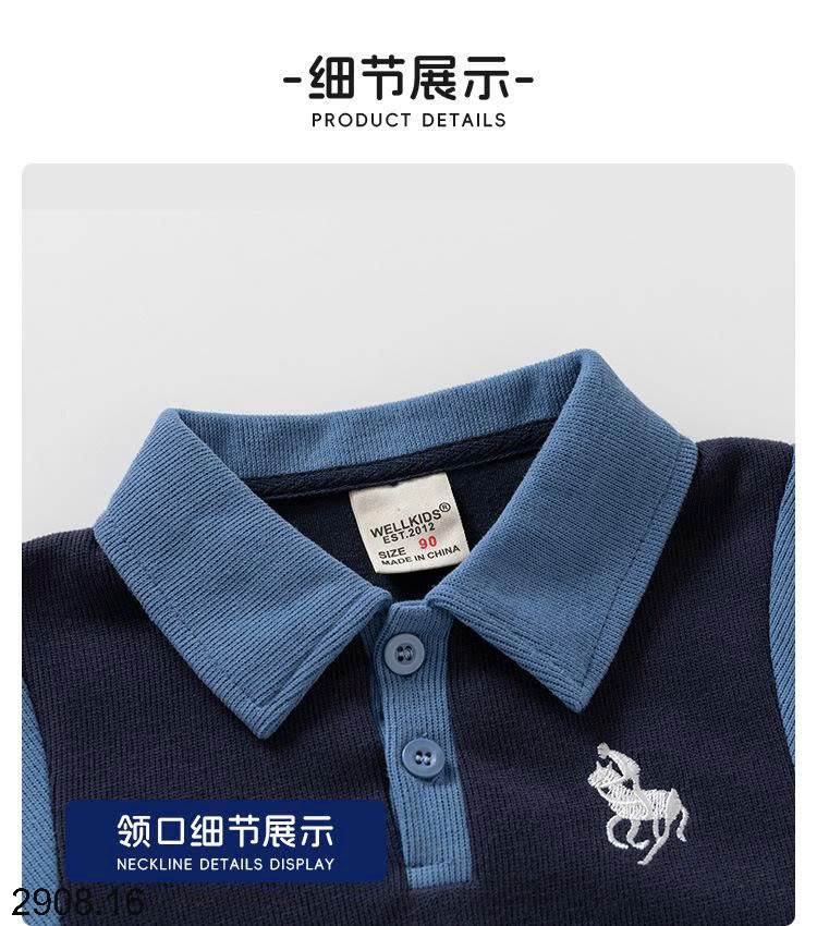 26HA2908.16 - ÁO NỈ THU ĐÔNG WELLKIDS CỔ POLO BÉ TRAI