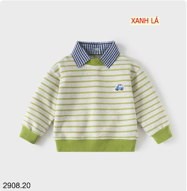26HA2908.20 - ÁO NỈ KẺ CỔ SƠ MI WELLKIDS