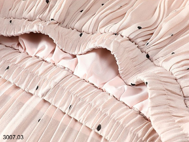 26HA3007.03 - CHÂN VÁY MIDI XẾP LY CHIFFON CHẤM BI