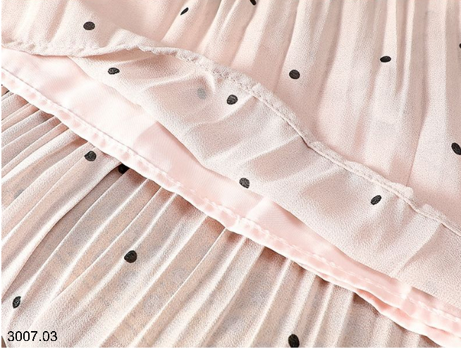 26HA3007.03 - CHÂN VÁY MIDI XẾP LY CHIFFON CHẤM BI