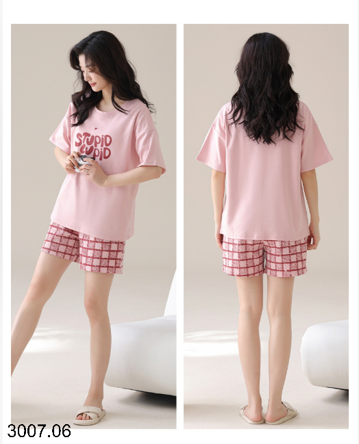 26HA3007.06 - BỘ COTTON NỮ MẶC NHÀ KÈM ĐỆM NGỰC