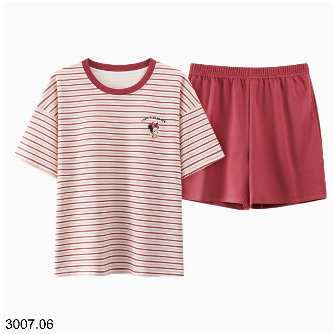 26HA3007.06 - BỘ COTTON NỮ MẶC NHÀ KÈM ĐỆM NGỰC