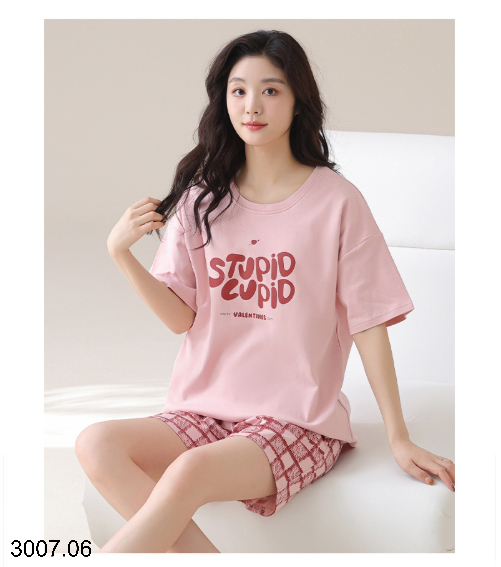 26HA3007.06 - BỘ COTTON NỮ MẶC NHÀ KÈM ĐỆM NGỰC