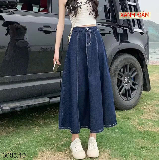 26HA3008.10 - CHÂN VÁY JEAN XOÈ DÁNG DÀI