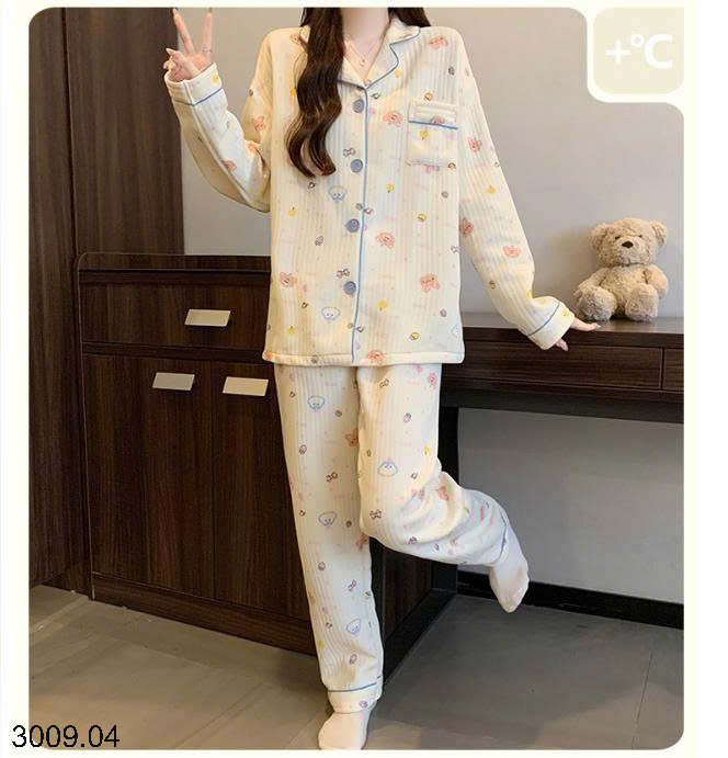 26HA3009.04 - BỘ PIZAMA NHIỀU LỚP ẤM ÁP CHO NỮ