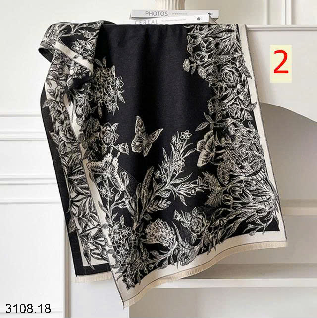 26HA3108.18 - KHĂN CHOÀNG CỔ CASHMERE GIẢ HỌA TIẾT BƯỚM