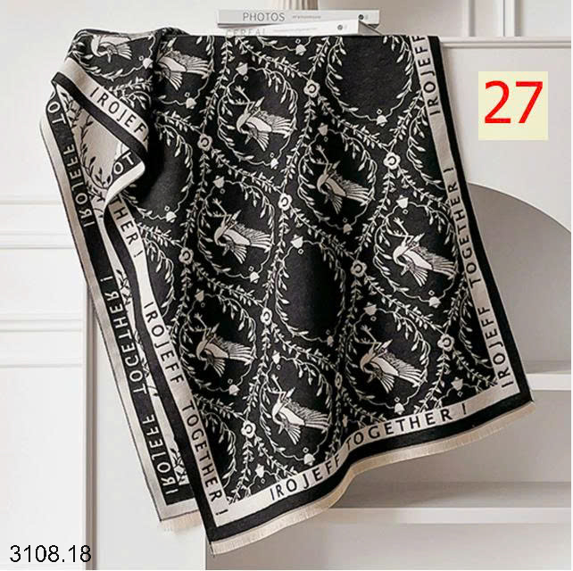 26HA3108.18 - KHĂN CHOÀNG CỔ CASHMERE GIẢ HỌA TIẾT BƯỚM
