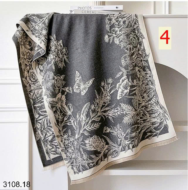 26HA3108.18 - KHĂN CHOÀNG CỔ CASHMERE GIẢ HỌA TIẾT BƯỚM