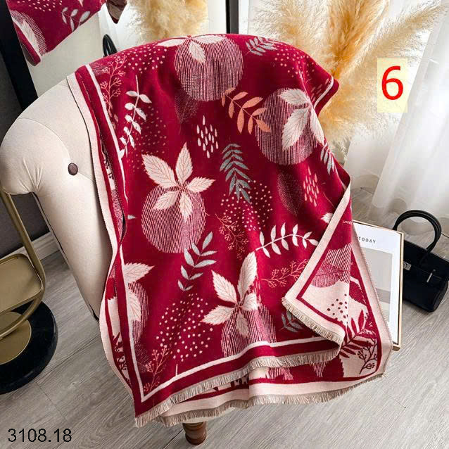 26HA3108.18 - KHĂN CHOÀNG CỔ CASHMERE GIẢ HỌA TIẾT BƯỚM