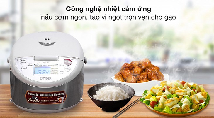 Nồi cơm điện cao tần Tiger 1 lít JKW-A10W được ứng dụng công nghệ nhiệt cảm ứng, giúp cơm thơm ngon trọn vẹn