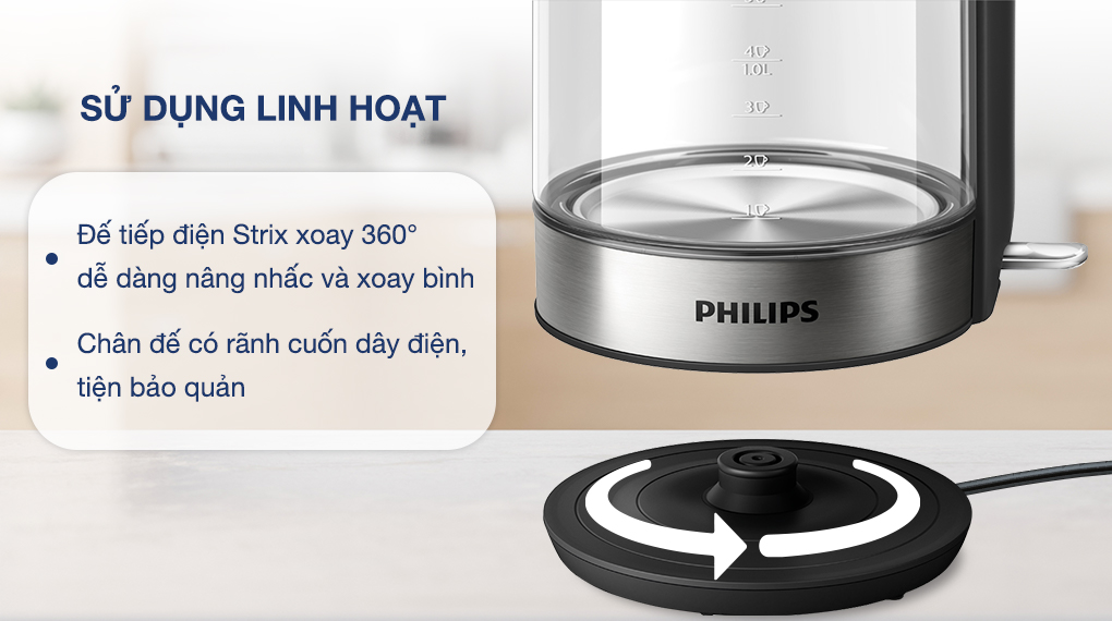 Bình đun siêu tốc Philips 1.7 lít HD9339/80 - Đế tiếp điện