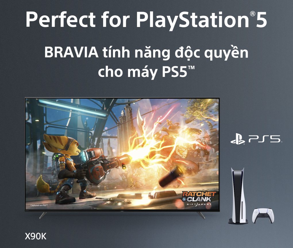 Bravia tính năng độc quyền cho máy PS5™ -Google Tivi Sony 4K 75 inch XR-75X90K