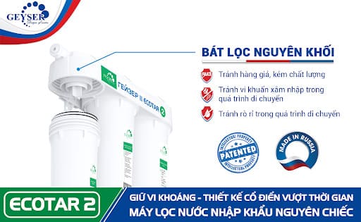 Hệ thống bát lọc nguyên khối của máy nano Geyser Ecotar 2