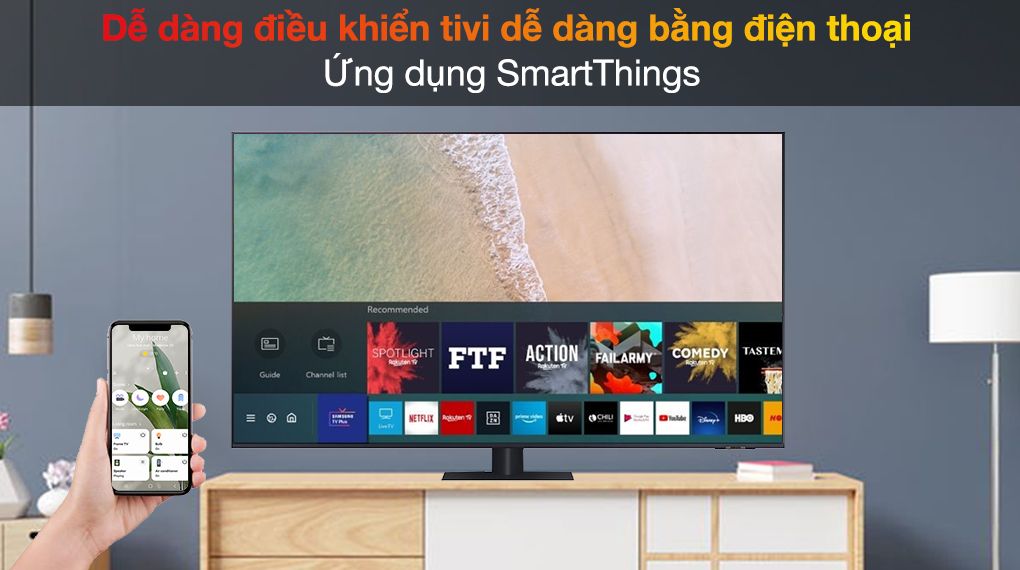 Smart Tivi QLED 4K 55 inch Samsung QA55Q70A SmartThings