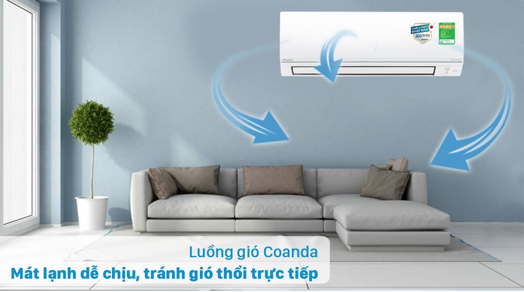 Máy lạnh 2 chiều Daikin Inverter 1 HP FTHF25VAVMV - Luồng gió Coanda