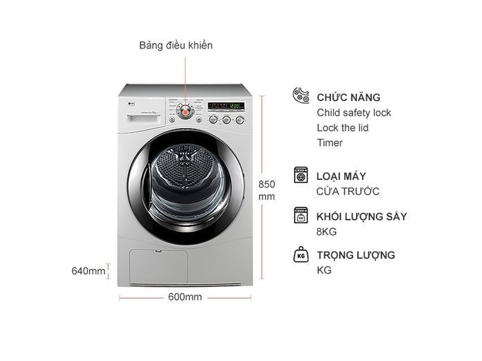 Máy sấy LG 8 kg DR-80BW