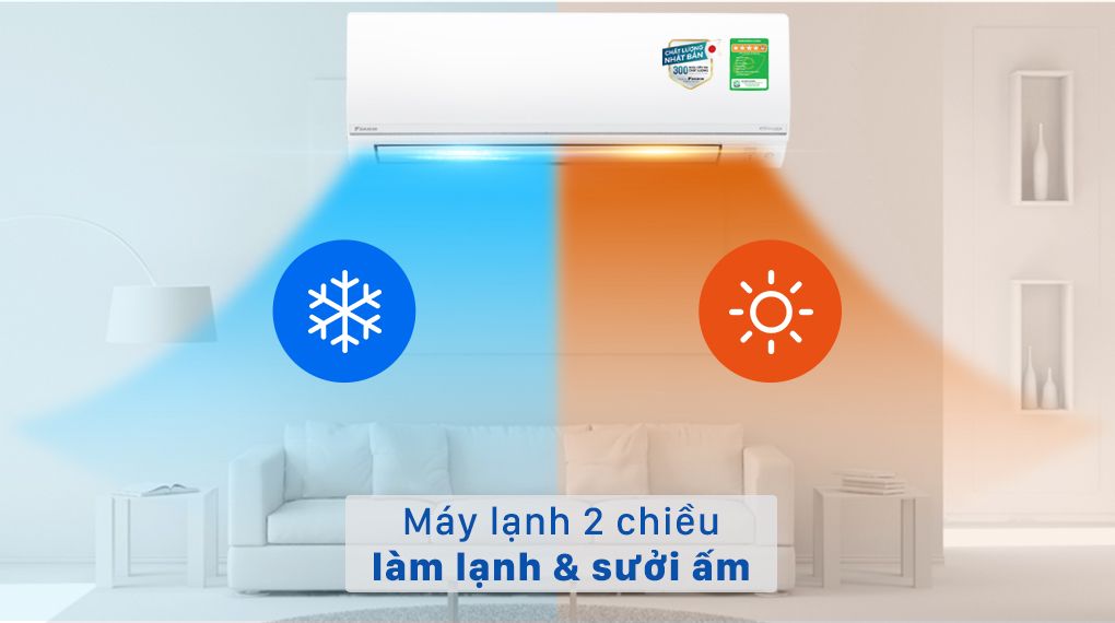 Máy lạnh 2 chiều Daikin Inverter 1 HP FTHF25VAVMV - Máy lạnh 2 chiều làm lạnh và sưởi ấm