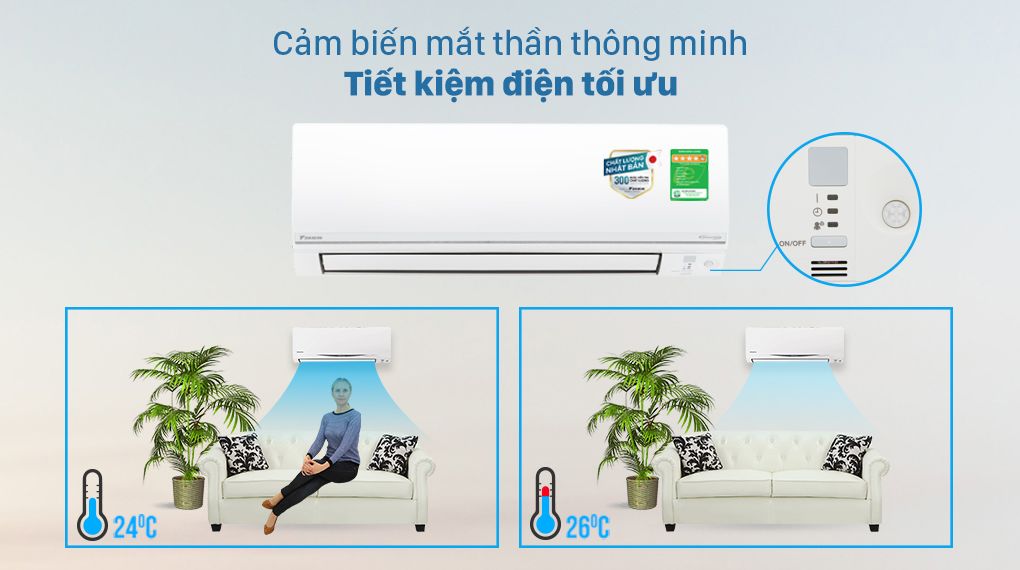 Máy lạnh 2 chiều Daikin Inverter 1 HP FTHF25VAVMV - Mắt thần thông minh tiết kiệm điện