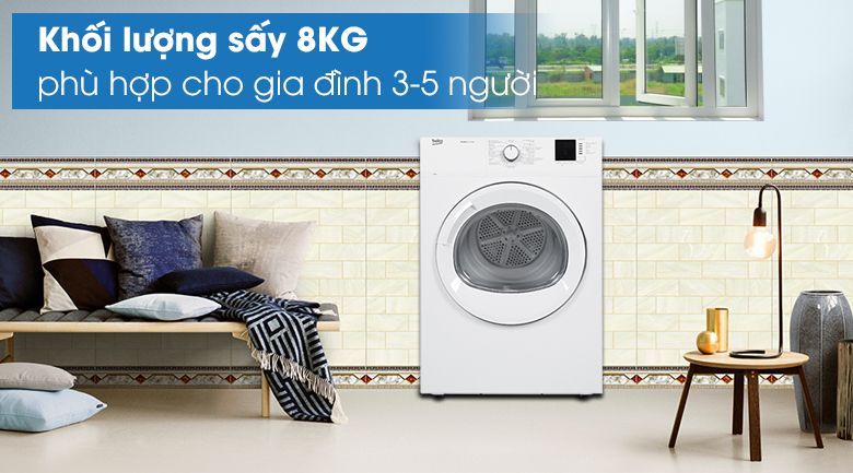 Khối lượng sấy 8kg - Máy sấy Beko 8kg DA8112RX0W