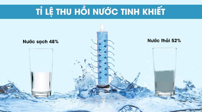 Máy có tỷ lệ lọc - thải là 48/52 - Máy lọc nước R.O nóng lạnh Hydrogen Kangaroo KG10A4VTU 10 lõi