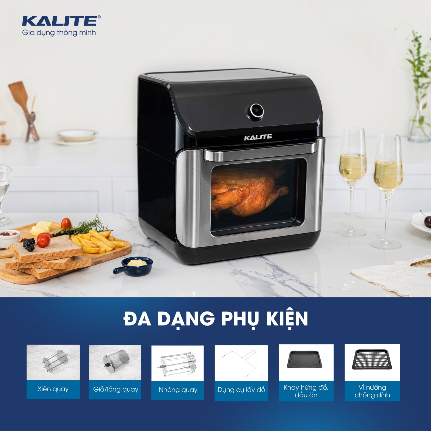 nồi chiên không dầu kalite kl1200 đa dạng phụ kiện