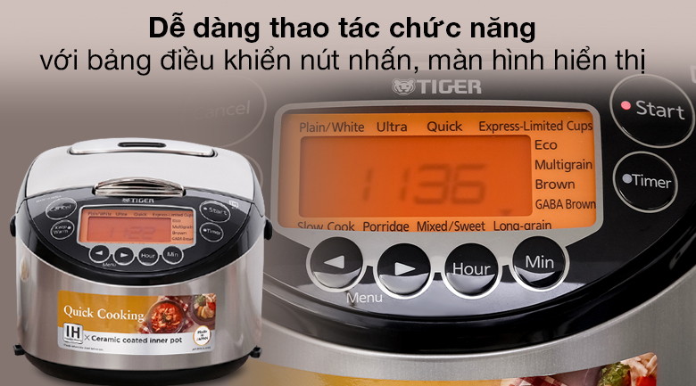 Dễ dùng - Nồi cơm điện Cao tần Tiger 1 lít JKT-D10V