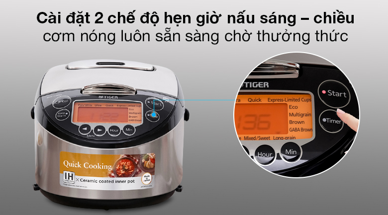 Hẹn giờ tiện dụng - Nồi cơm điện Cao tần Tiger 1 lít JKT-D10V