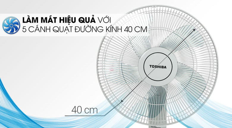 Quạt đứng Toshiba F-LSA10(H)VN - 5 cánh quạt, đường kính 40 cm