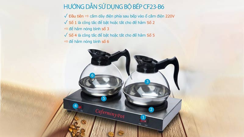 Hướng dẫn sử dụng bếp hâm trà cà phê caferminy pot giá rẻ cf23-b6