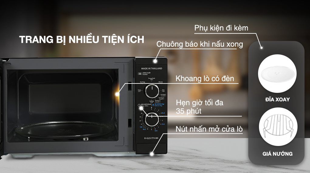 Lò vi sóng có nướng Sharp R-G251TV-BK 25 lít - Tiện ích