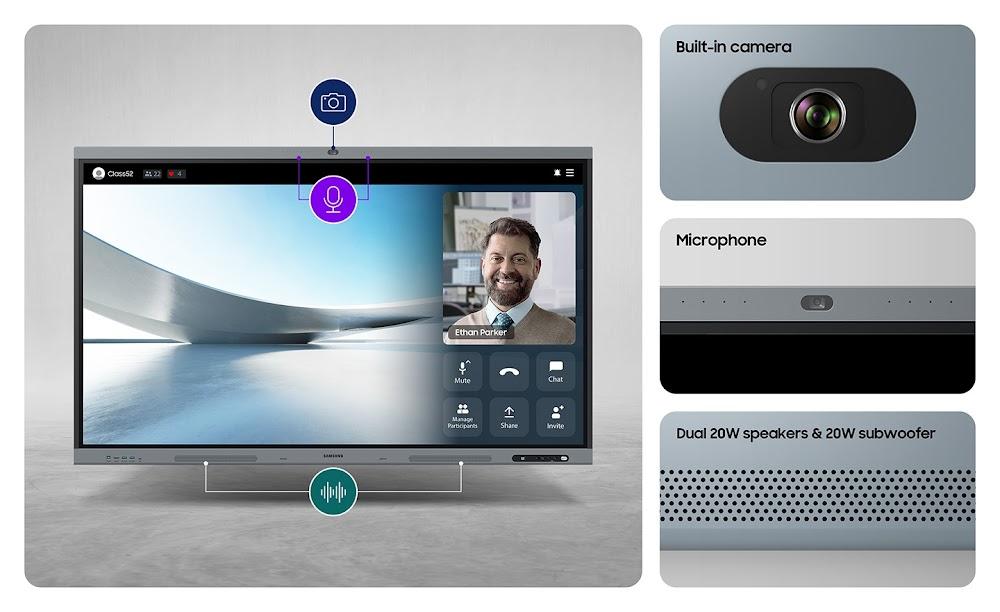Hệ thống gọi video toàn năng với Camera 48 MP tích hợp, hỗ trợ auto framing, hệ thống micro đa hướng và loa stereo tích hợp