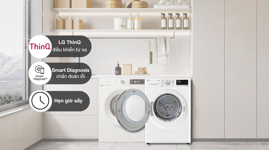 Máy sấy bơm nhiệt LG 10.5 kg DVHP50M - Tiện ích