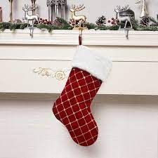 Giảm giá Tất giáng sinh họa tiết kẻ sọc caro dùng đựng quà tặng/treo cây thông noel/lò sưởi trang trí tiệc tùng/lễ hội 18inch - BeeCost