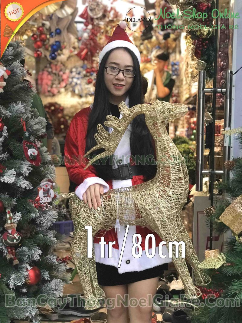 Tuần lộc điện 3D cỡ trung cao 80 cm