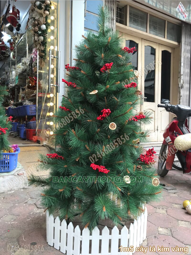 Cây thông noel cước kim đầu vàng xuất EU 1m5