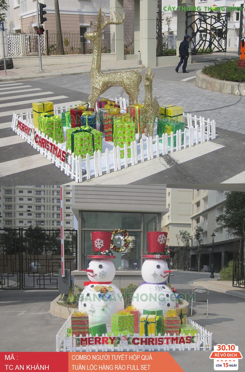 Combo người tuyết xốp đại tuần lộc quà rào An Khánh