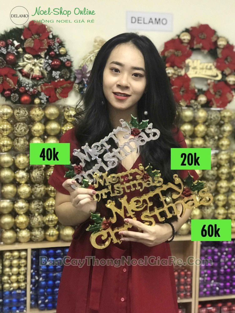 Chữ nhựa Merry treo cây thông 60k/ lớn; 40k/ vừa; 20k / nhỏ