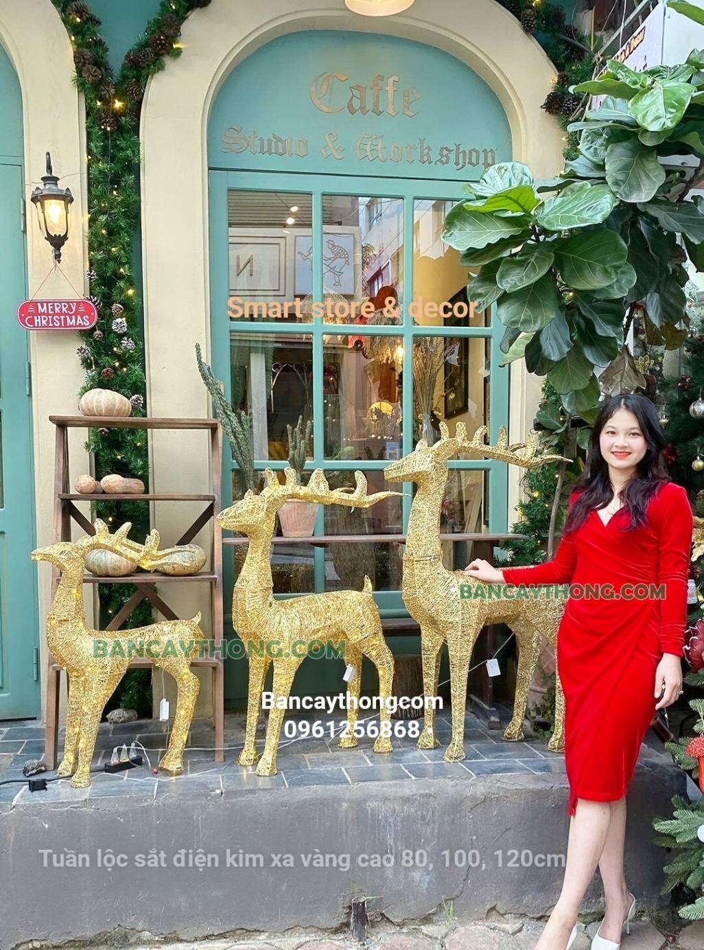 Mô hình 3 con tuần lộc có đèn