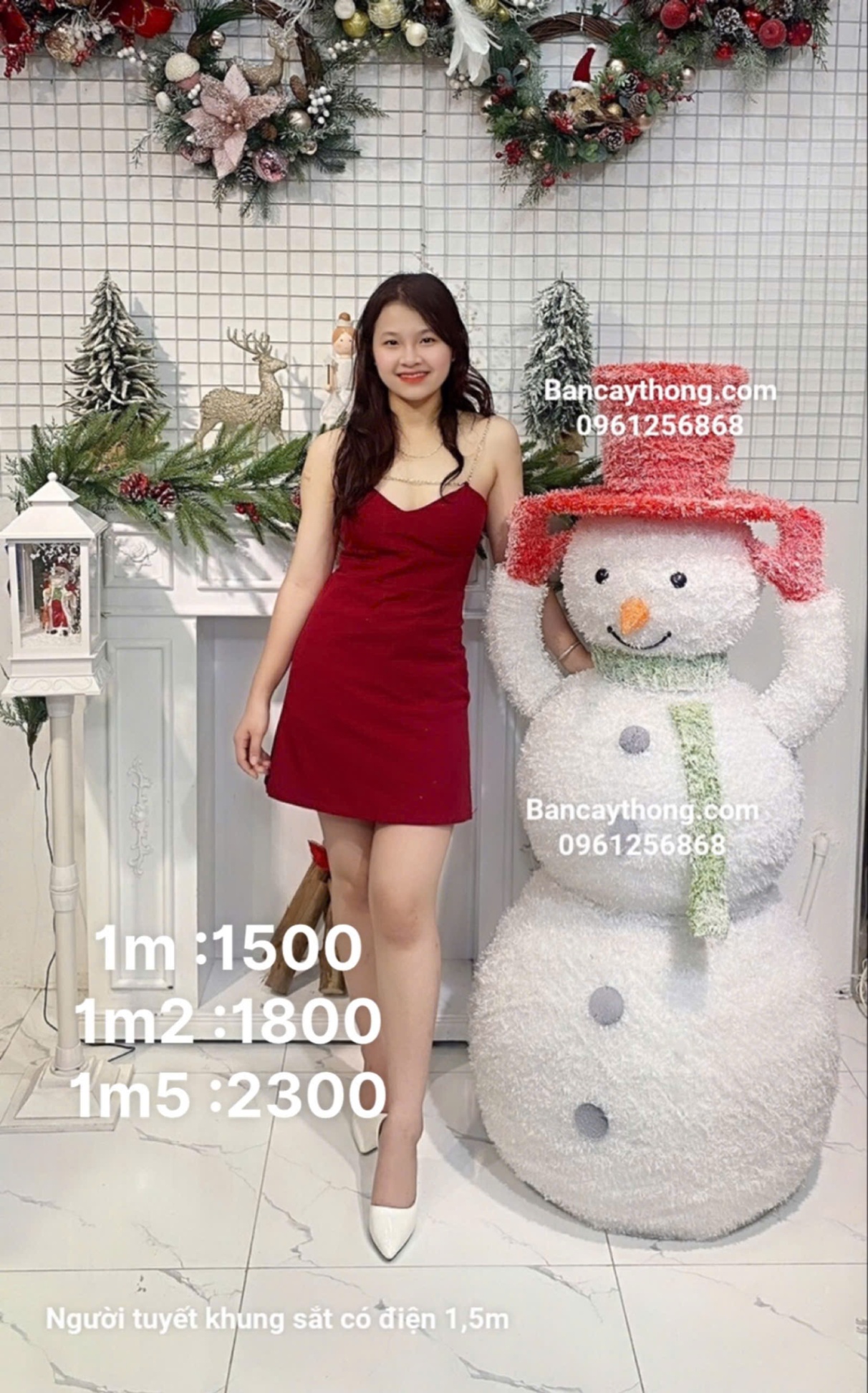 Người tuyết điện 3 khúc mũ đỏ