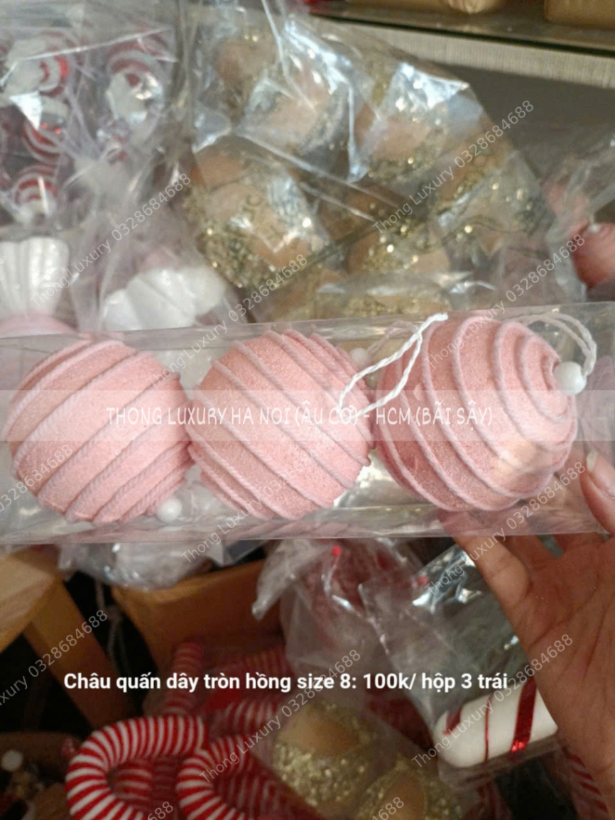 Châu hồng quấn dây tròn 80 ly 1 lốc 3 trái