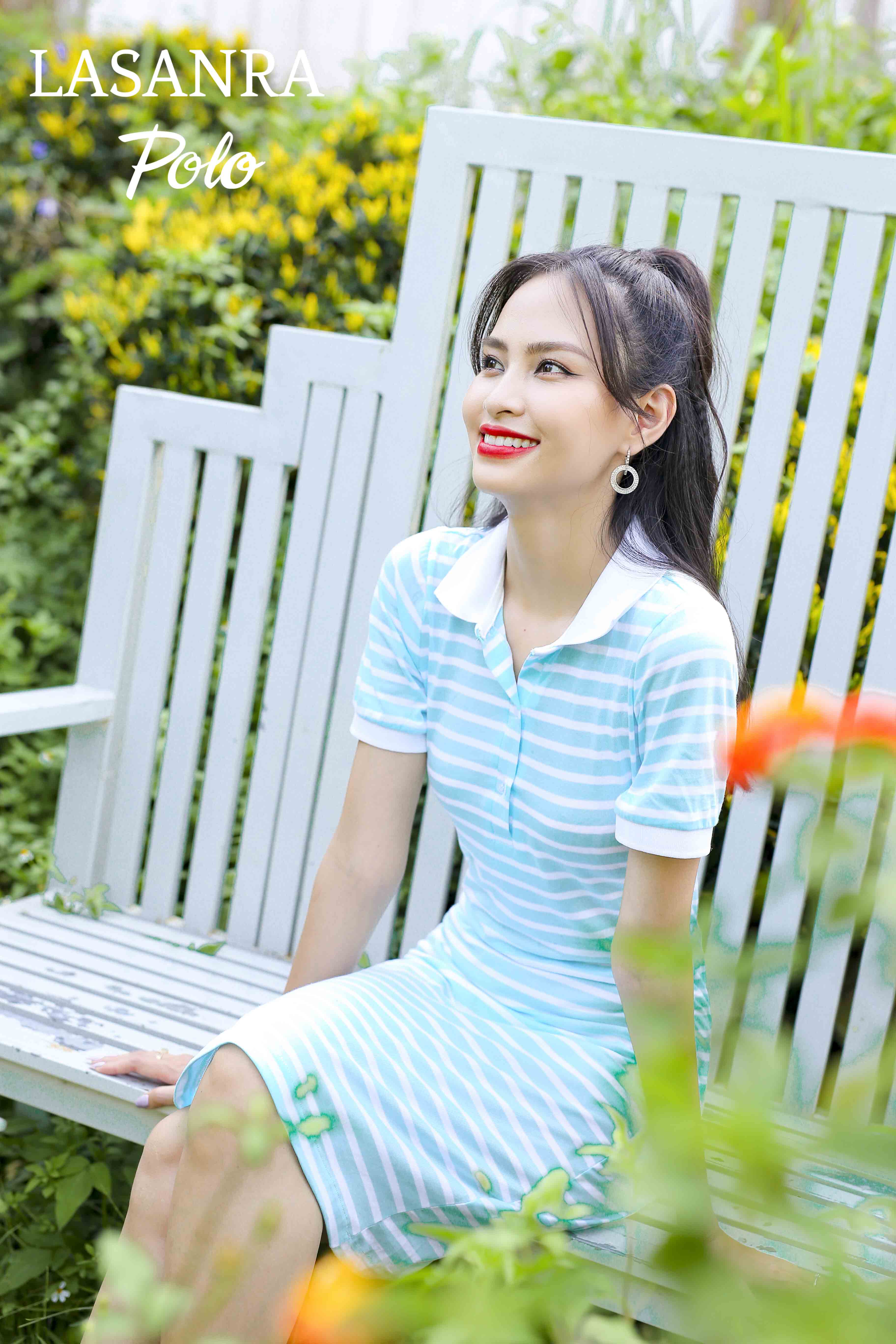 Đầm Lasanra Blue Stripes Polo Dress (Kẻ xanh) Mã 010-G