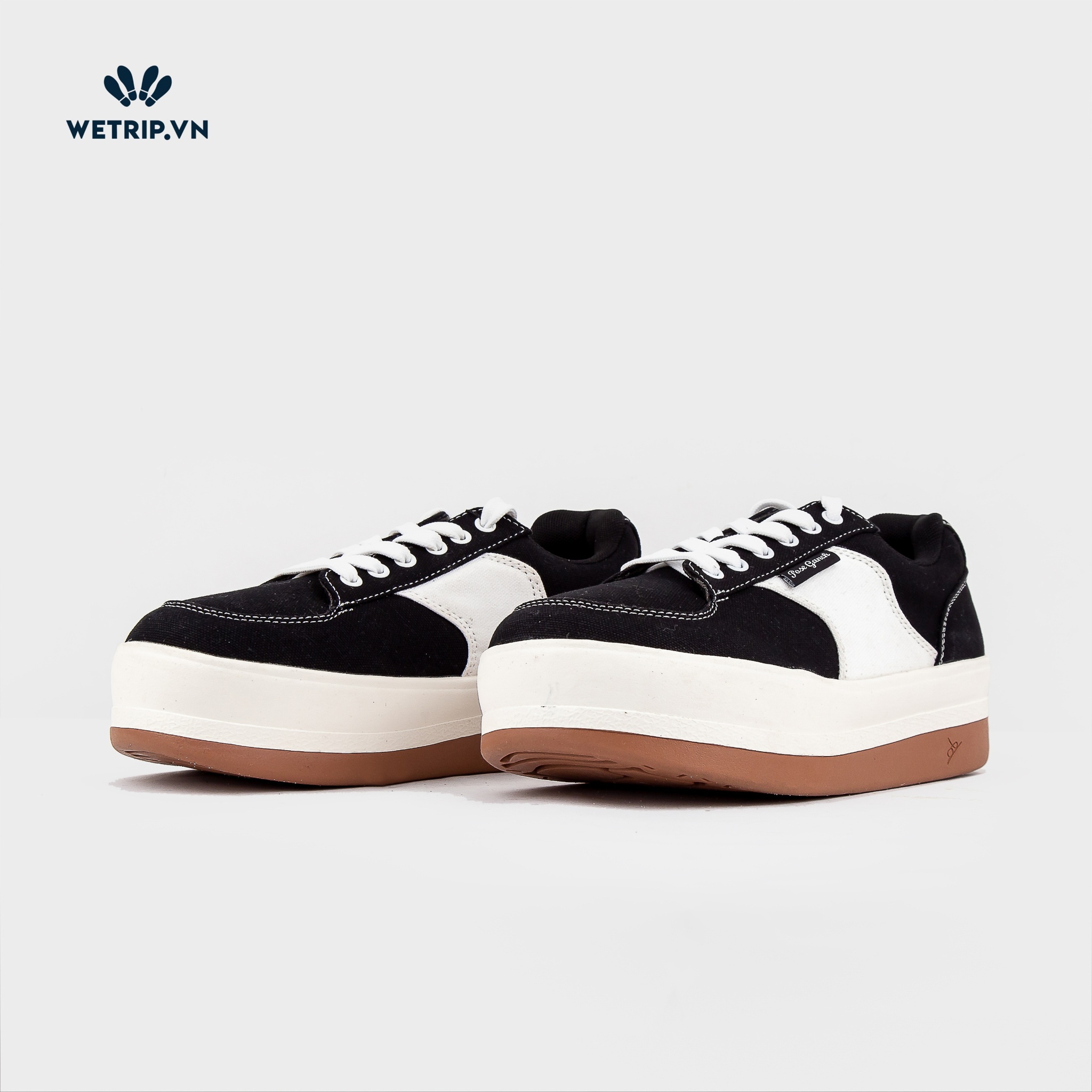 Sneaker Poseganch (Màu Đen Trắng, Đế Nâu) Mã SN-PSG-005-D