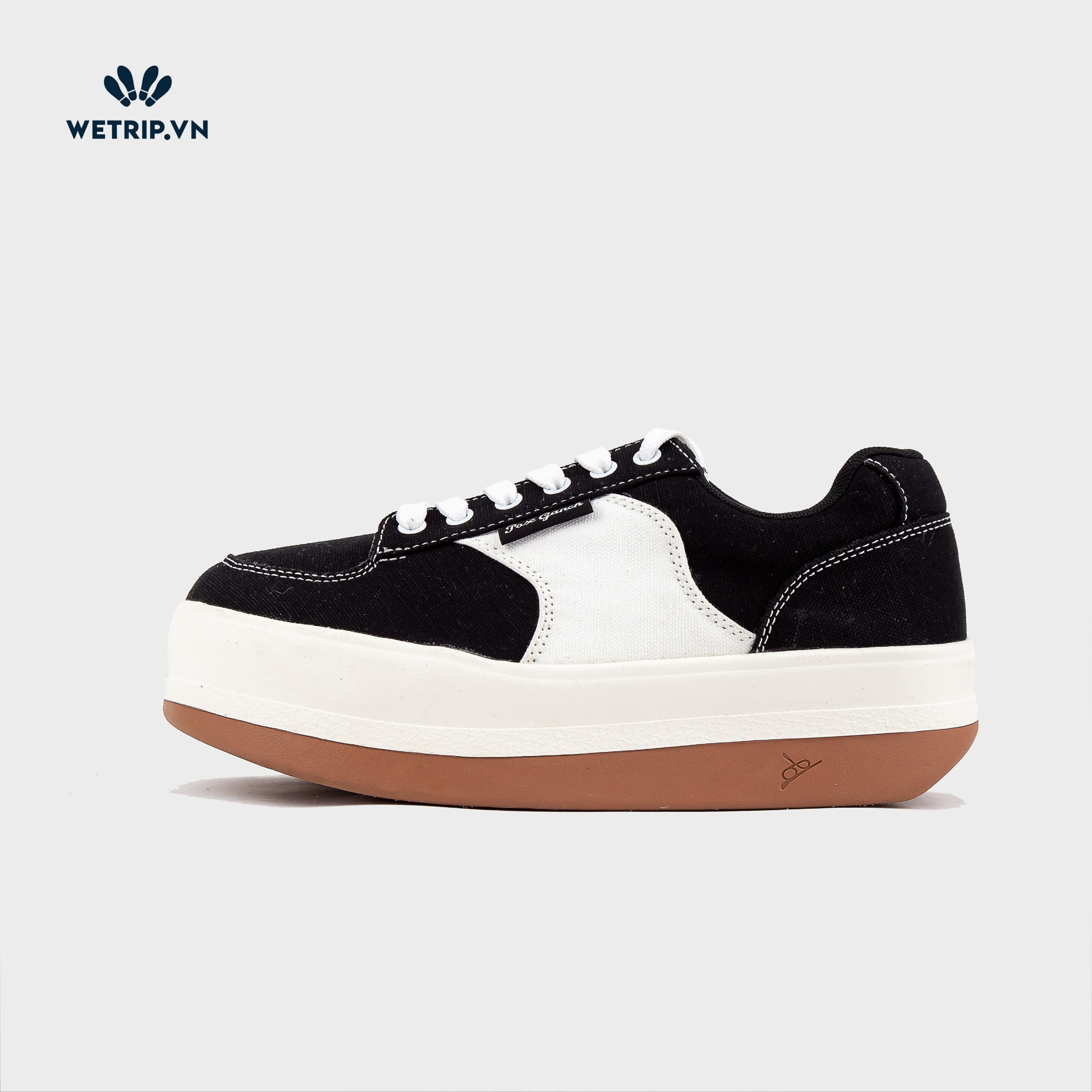 Sneaker Poseganch (Màu Đen Trắng, Đế Nâu) Mã SN-PSG-005-D