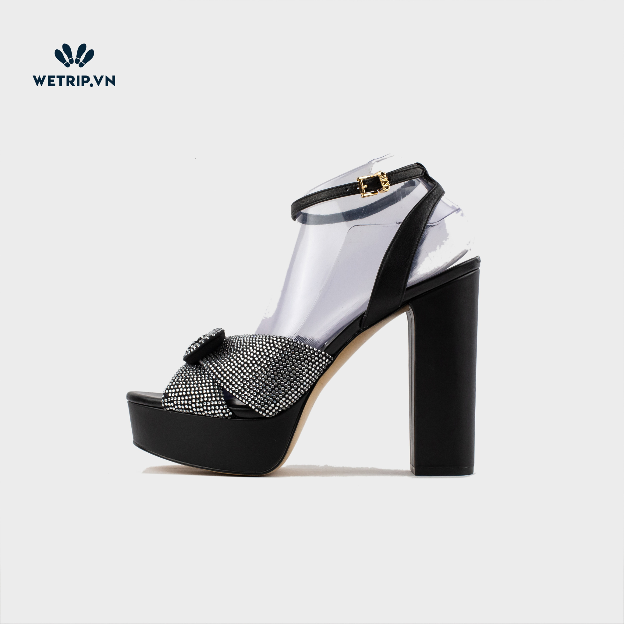 Sandal Cao Gót Wetrip_MKs (Đen Đính Đá) Mã SDCG-MK-047-A