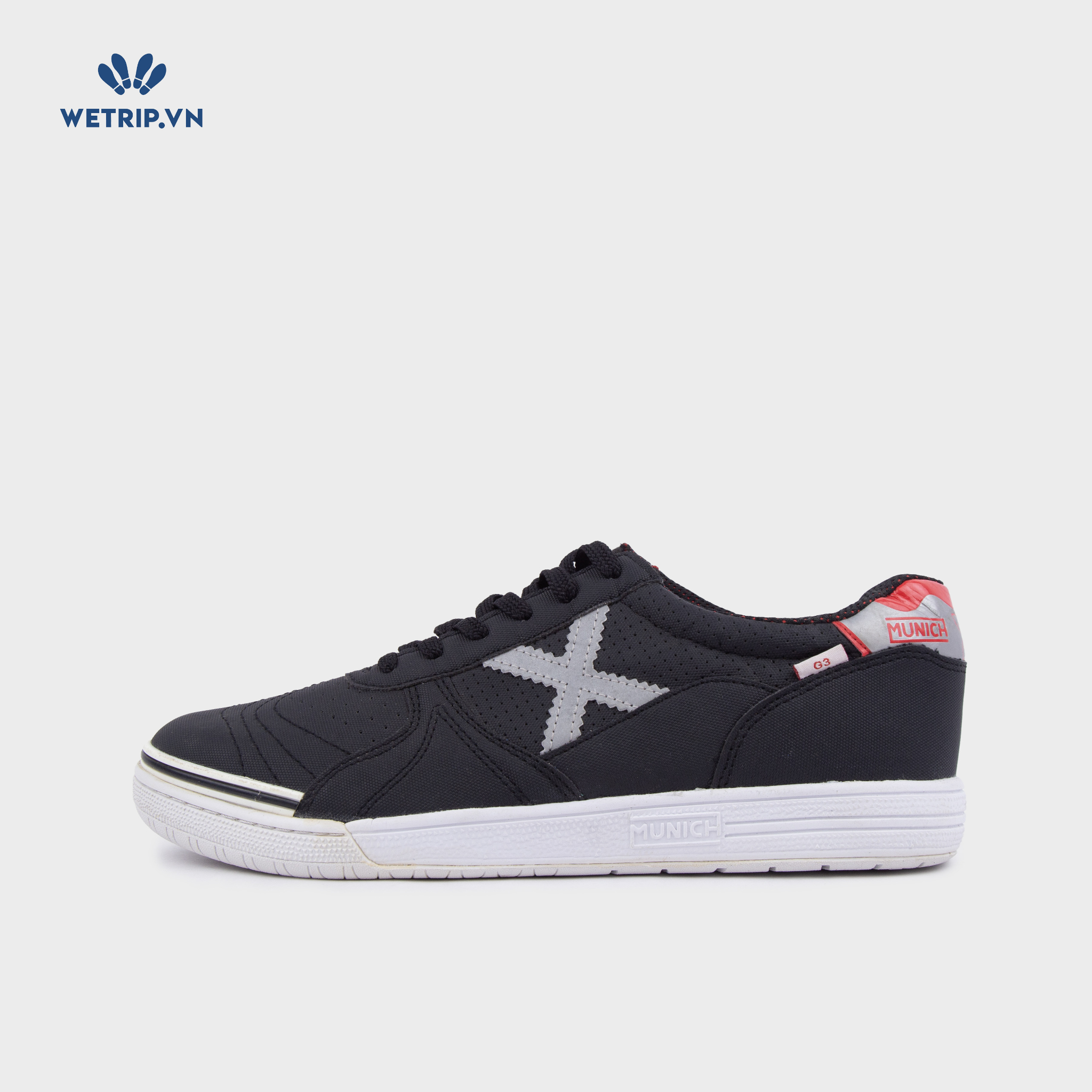 Sneakers Munich (Đen-X trắng gót hồng) Mã SN-MNI-013-B3