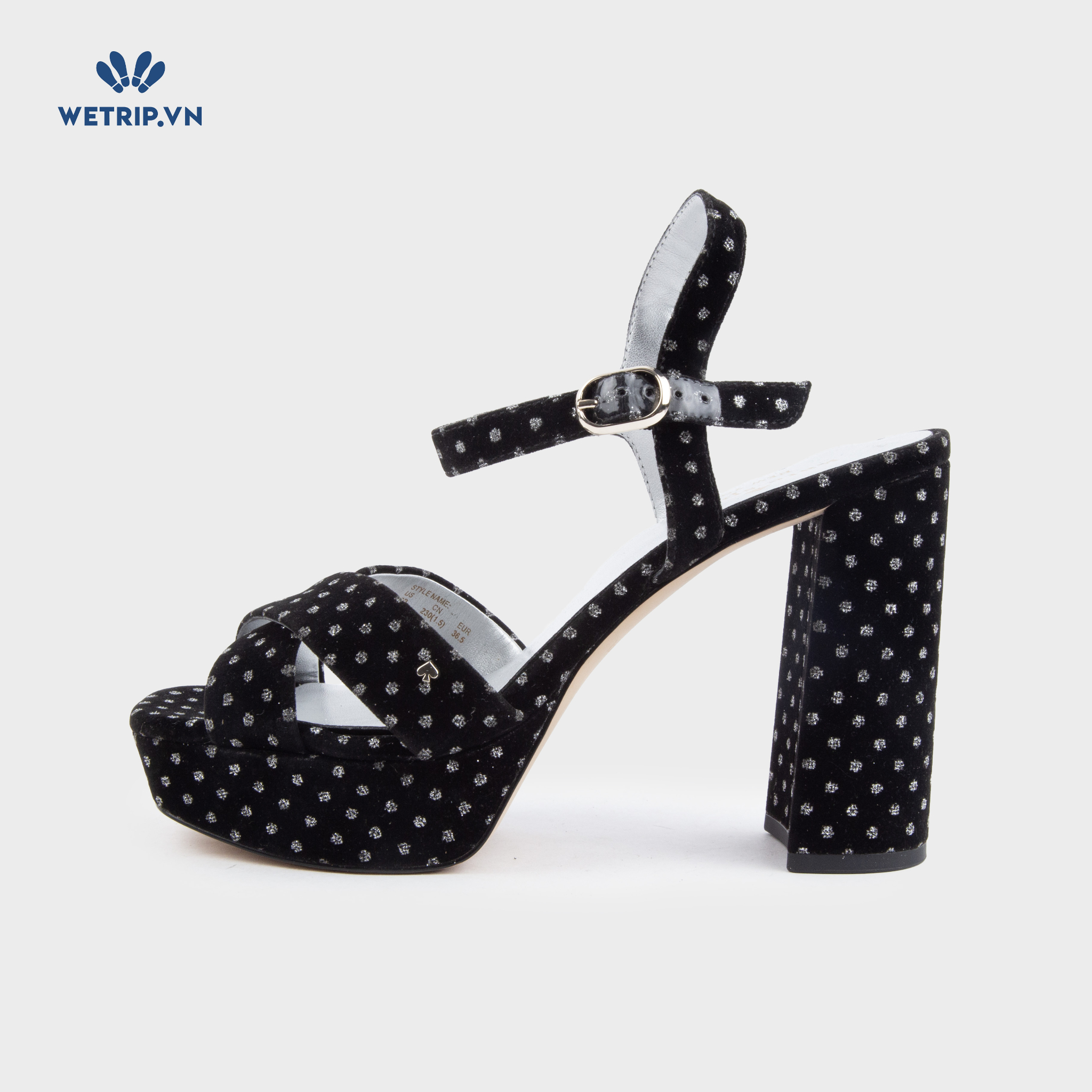 Sandal Cao Gót Kate Spade (Đen đính đá) Mã SDCG-KS-006-B