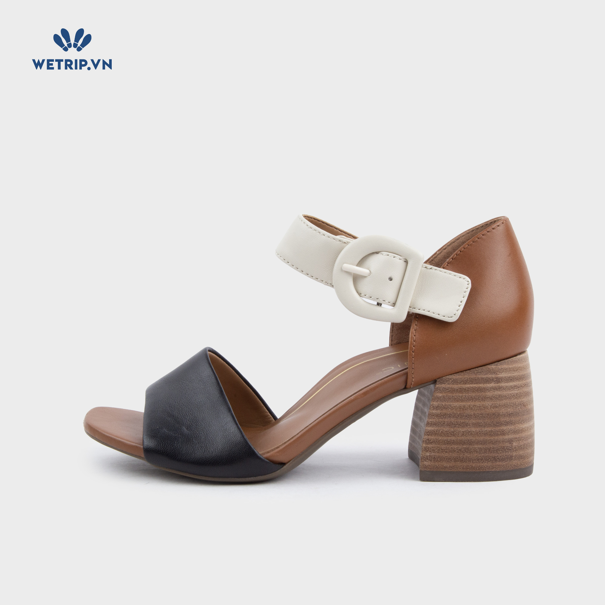 Sandal Cao Gót Vionic (Đen quai trắng) Mã SDCG-VINIC-002-F