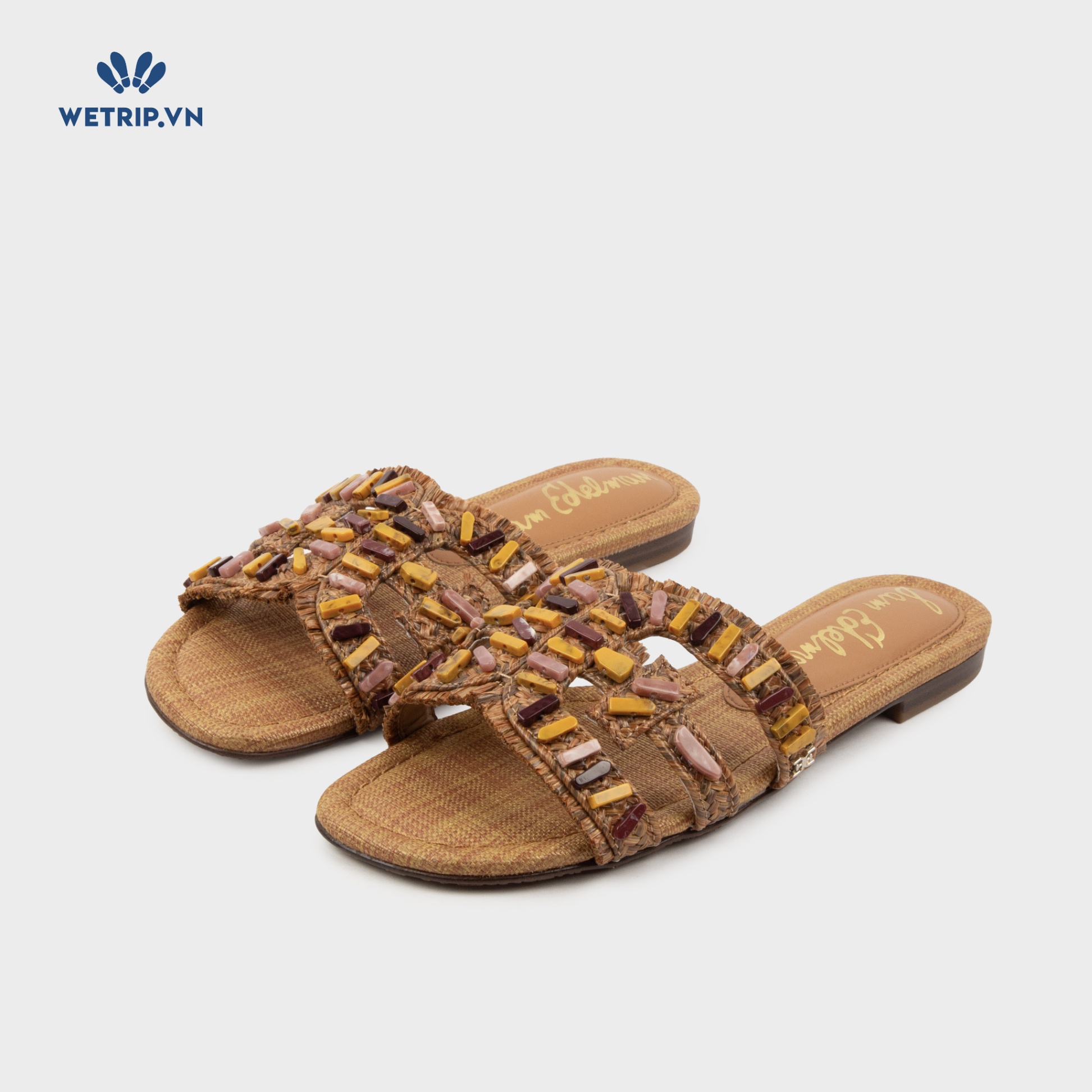 Sandal Sam Edelman (Nâu đính đá nhiều màu) Mã SD-SE-051-B
